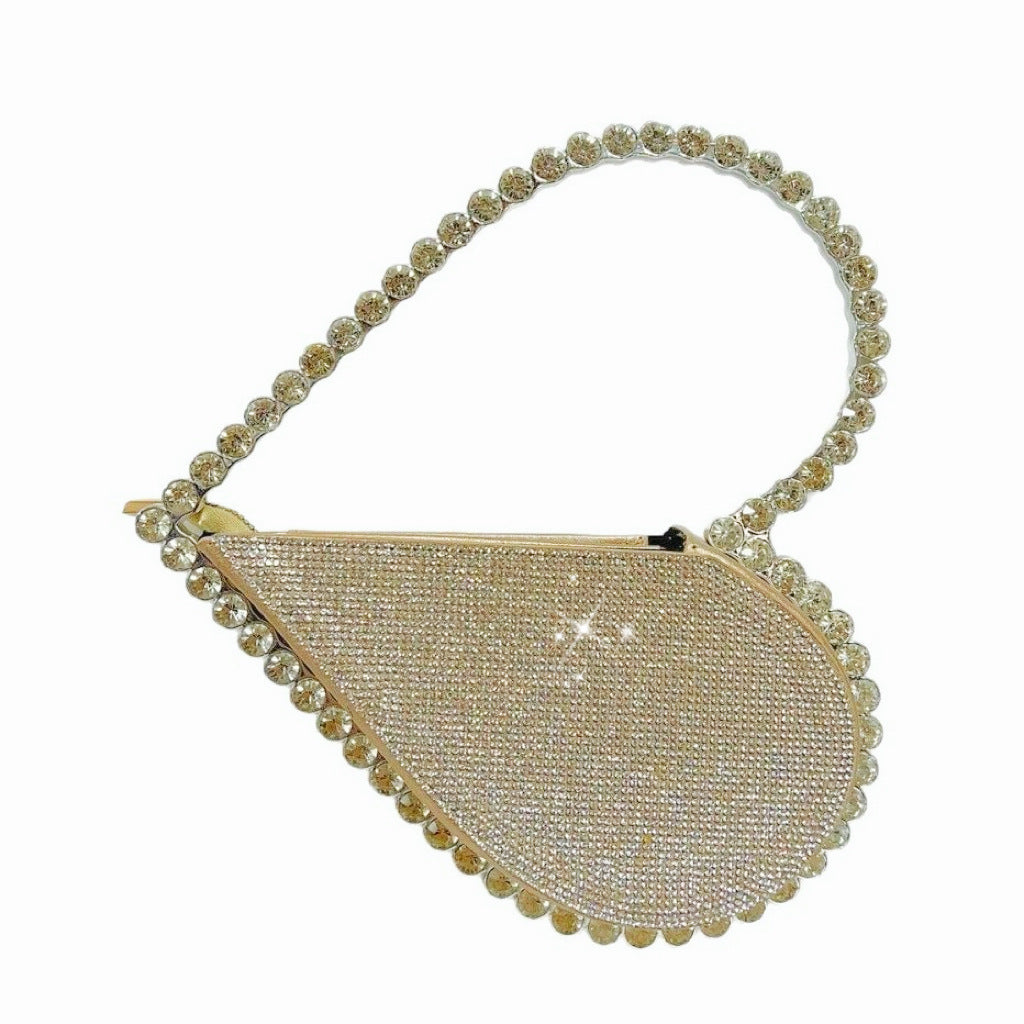 Dazzling Rhinestone Heart-Shaped Clutch for Women, A Korean-Style Top-Handle Evening Bag with Removable Crossbody Shoulder Strap, Perfect for Banquets Weddings & Parties