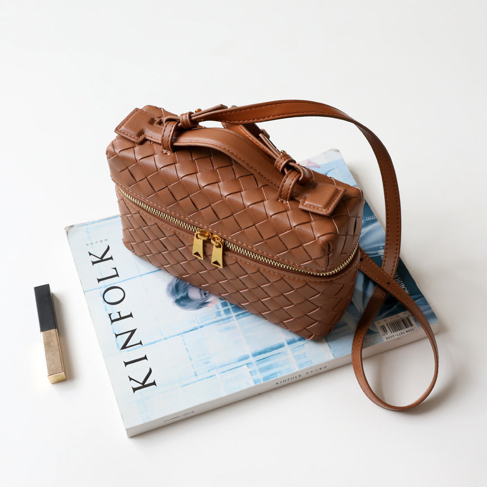 Handwoven Mini Square Bag for Women Summer Shoulder Crossbody Handbag, Celebrity-Inspired Versatile Purse with Artisan Woven Texture