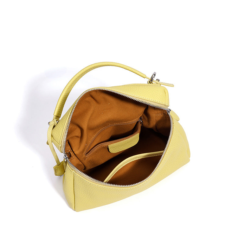 New Candy Color Pebbled Leather Bag, Niche Korean Design Shoulder Crossbody Top Handle Purse, Casual Handbag for Women