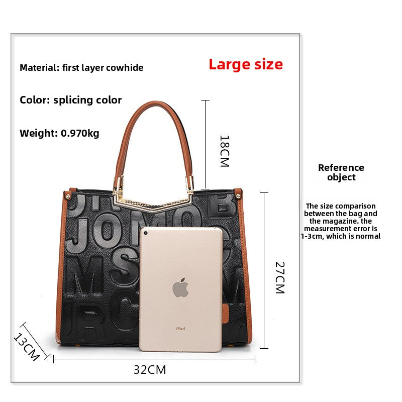 Genuine Top Layer Cowhide Large Capacity Handbag for Women, New Arrival Fashionable Top Handle Purse, Versatile Casual Shoulder Bag for Ladies