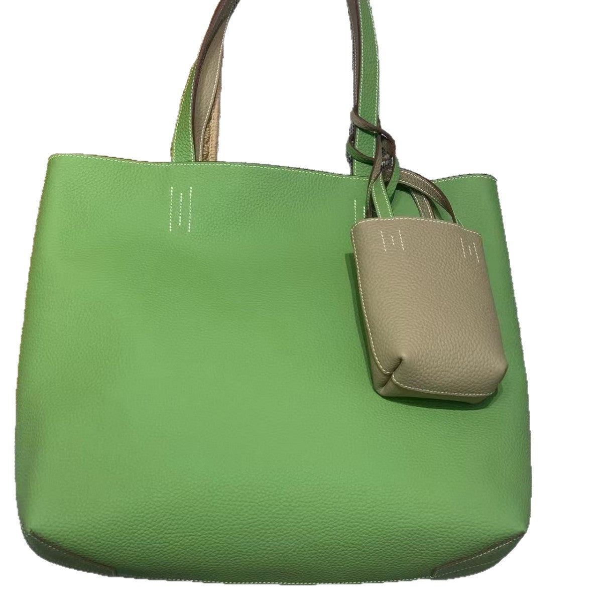 Large-Capacity Tote Bag for Women, Genuine Leather Double-Sided Minimalist Carryall, Premium Togo Full-Grain Cowhide Purse, Spacious Everyday Shopper