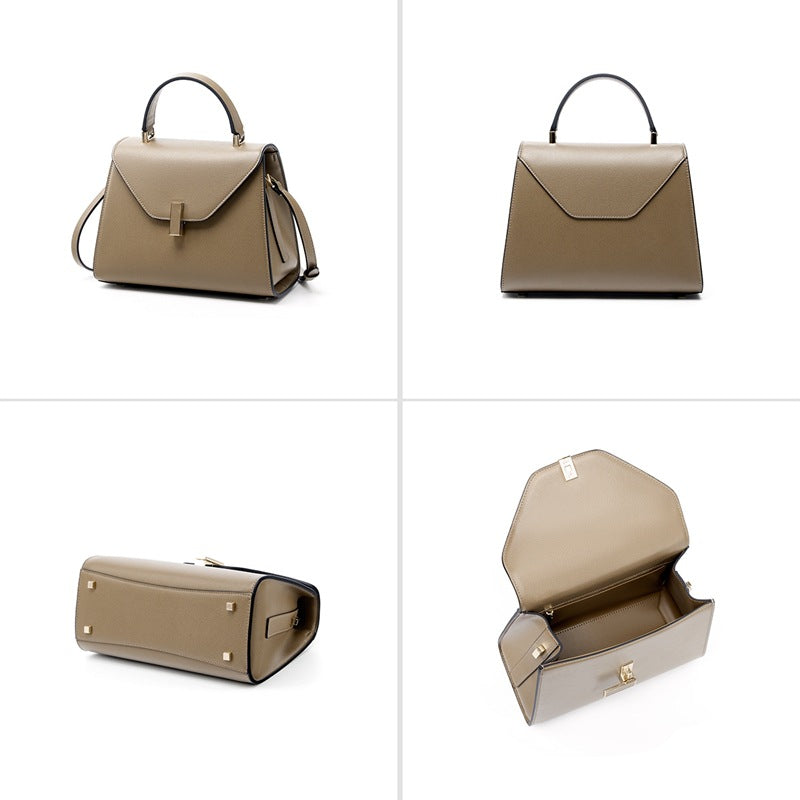 New Kelly-Style Niche Designer Bag in Genuine Leather, Large Capacity Shoulder Crossbody Top Handle Purse, Premium Fashionable Handbag for Women