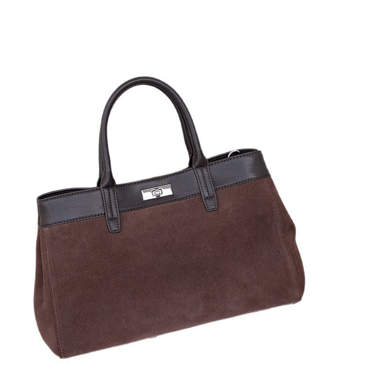 Frosted Cowhide Tote Bag for Women Large Capacity Shoulder Handbag, Elegant Stylish Purse with Soft Matte Leather Finish