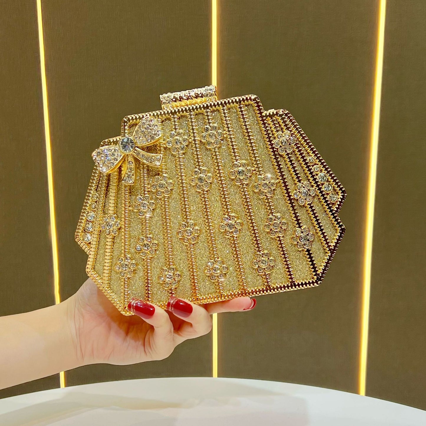 Women's Rhinestone-Embellished Light Luxury Evening Clutch, Premium Glamorous Top-Handle Crossbody Bag with Versatile Design, New Fashion Purse