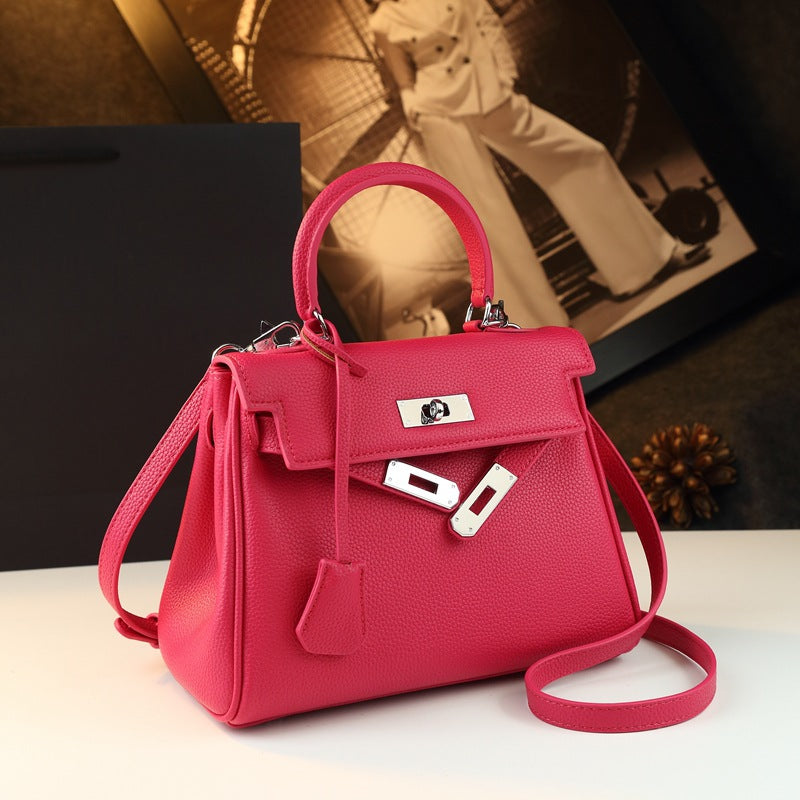 Genuine Leather Kelly-Style Large Capacity Handbag for Women, New Arrival Top Handle Crossbody Purse, Premium Commute Bag with Elegant Light Luxury Style for Ladies