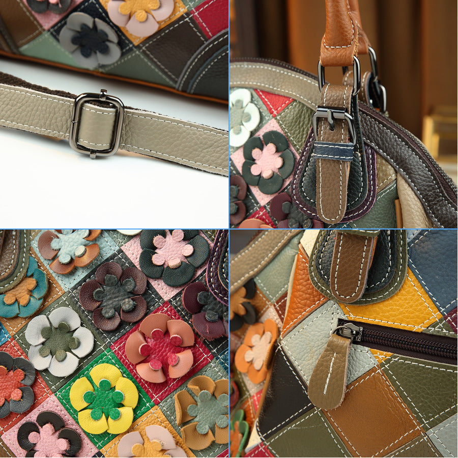 Woven Leather Shell Bag for Women Genuine Leather Large Capacity Top Handle Shoulder Crossbody Handbag, Versatile Everyday Purse with Artisan Weave Detail