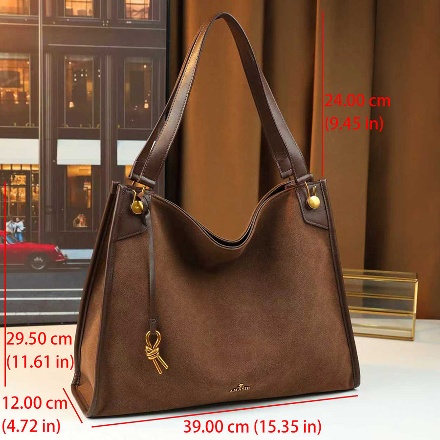 Vintage Frosted Leather Tote Bag for Women Large Capacity Shoulder Handbag, Premium Matte Purse with Versatile Everyday Style