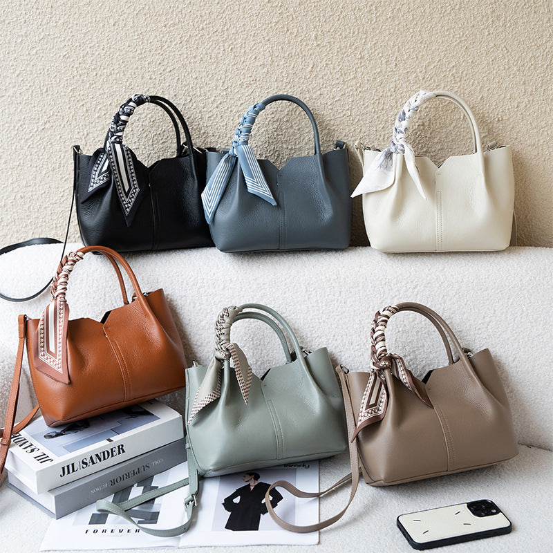 Top Layer Cowhide Tote Bag for Women Large Capacity Crossbody Shoulder Handbag, Premium Summer Purse with Niche Designer Appeal