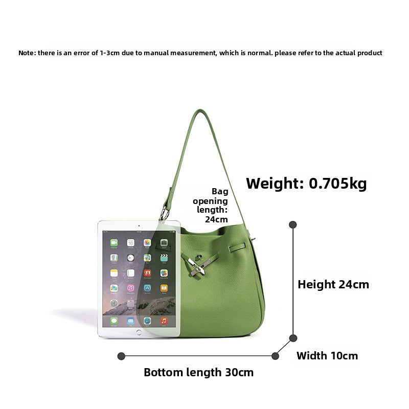 New Summer Ins Style Casual Bucket Bag in Top Layer Cowhide, Large Capacity Shoulder Crossbody Purse, Niche Design Handbag for Women