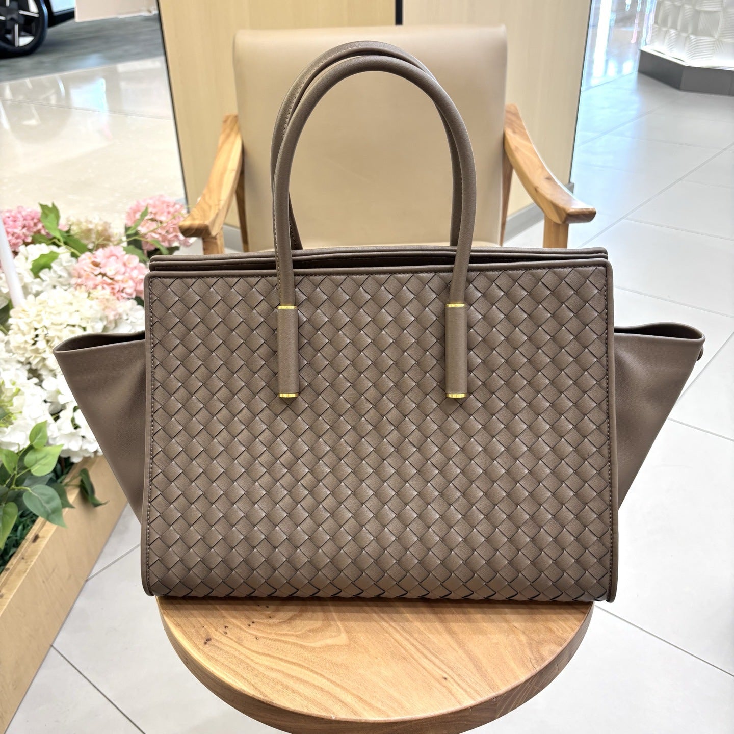 New Large Genuine Leather Woven Tote, Vintage Handbag, Fashion Shoulder & Crossbody Bag for Women