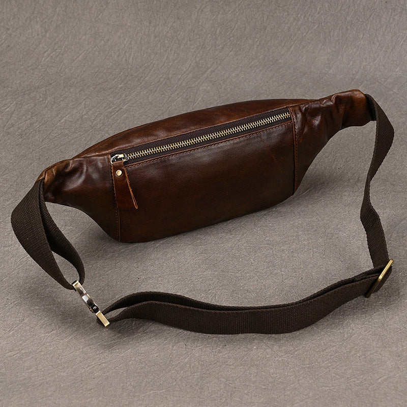 Oil Leather Multifunctional Waist Chest Bag, Minimalist Fashionable Crossbody Phone Pouch, Versatile Travel Pack for Men and Women