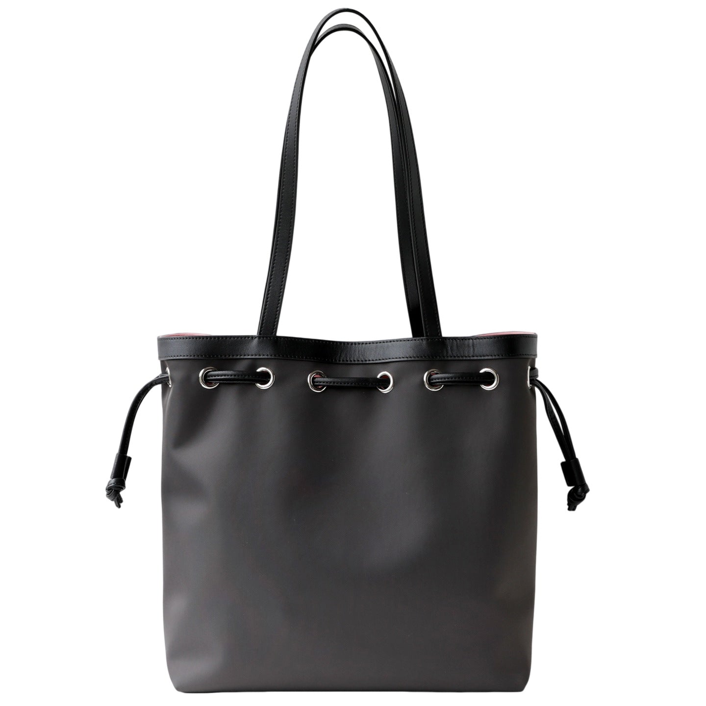 Nylon and Top Layer Cowhide Drawstring Tote Bag for Women Large Capacity Commuter Shoulder Handbag, Minimalist Fashion Purse with Versatile Design