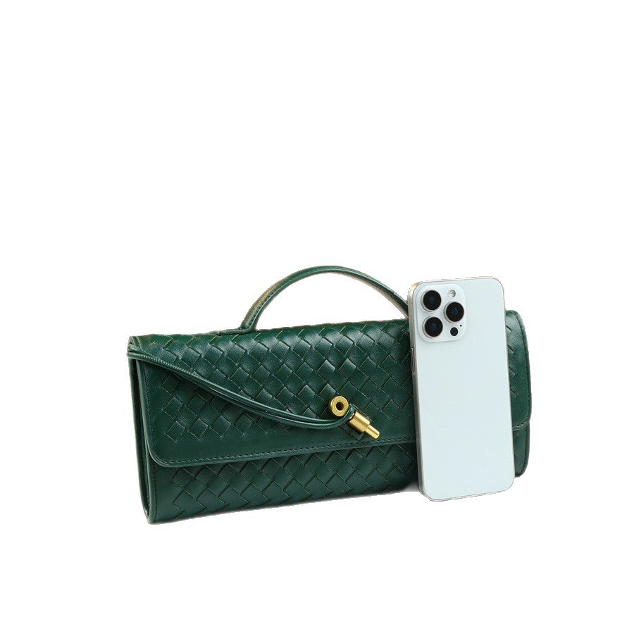 Woven Baguette Bag for Women Evening Shoulder Crossbody Handbag, Large Capacity Going-Out Purse with Natural Woven Texture