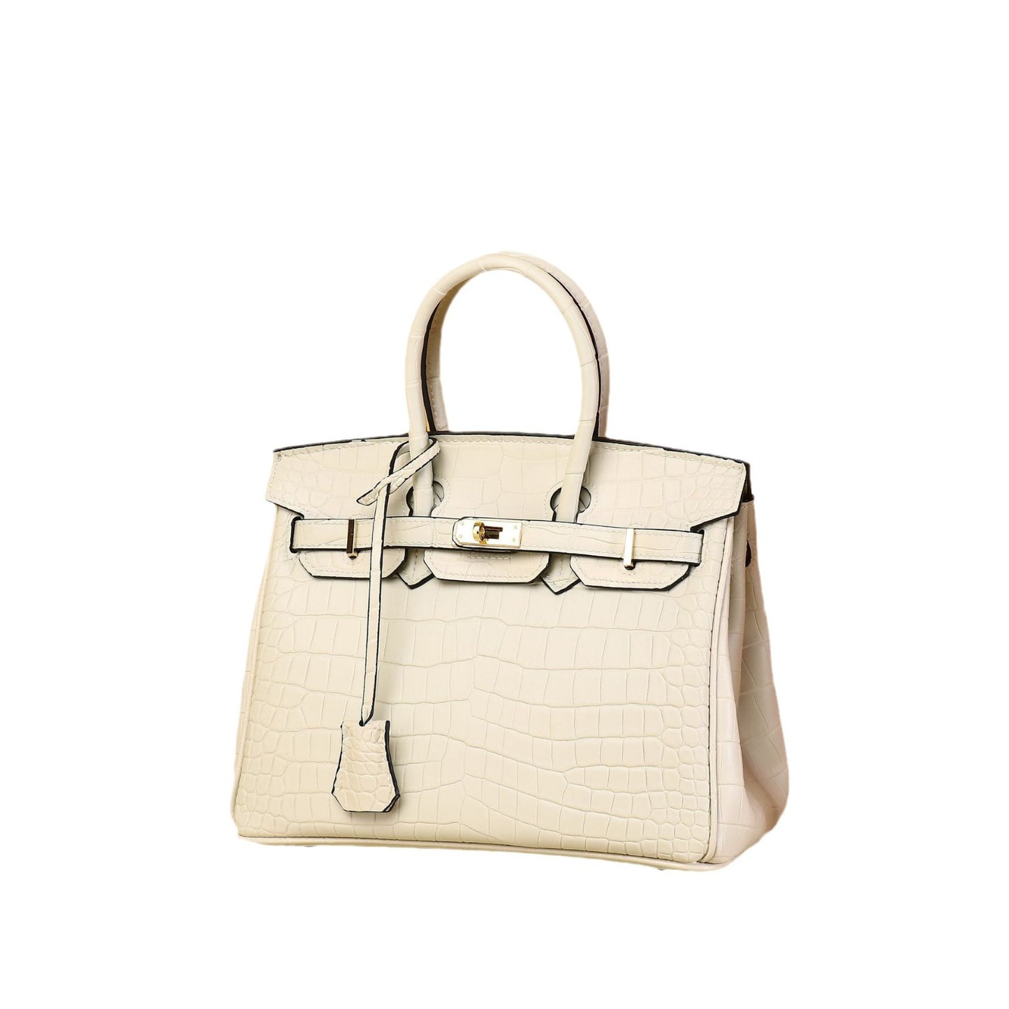 Classic Croc-Embossed Birkin-Inspired Tote Bag for Women, Large Capacity Turn-Lock Shoulder Crossbody Handbag with Vintage European Style, Versatile Everyday Purse