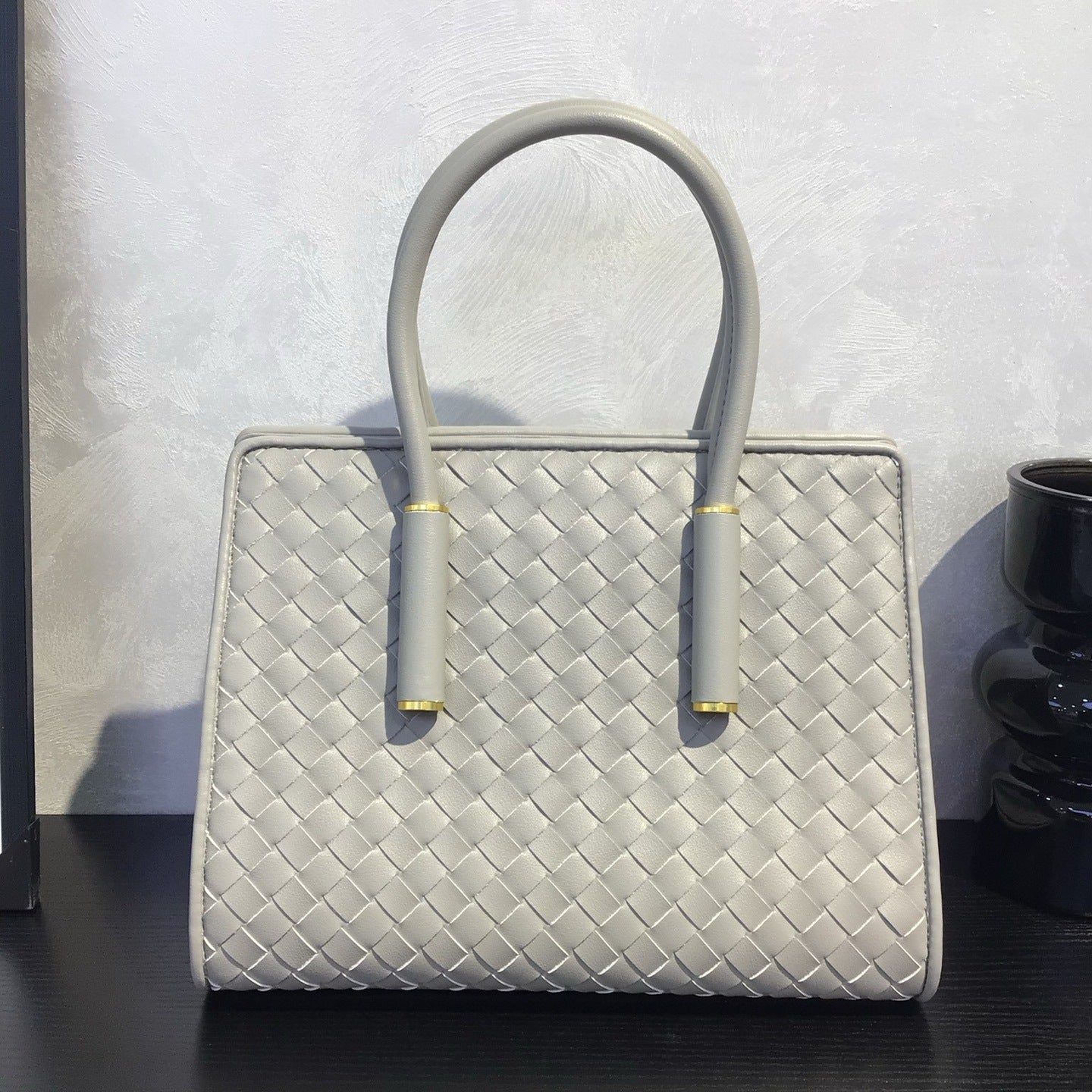 New Large Genuine Leather Woven Tote, Vintage Handbag, Fashion Shoulder & Crossbody Bag for Women