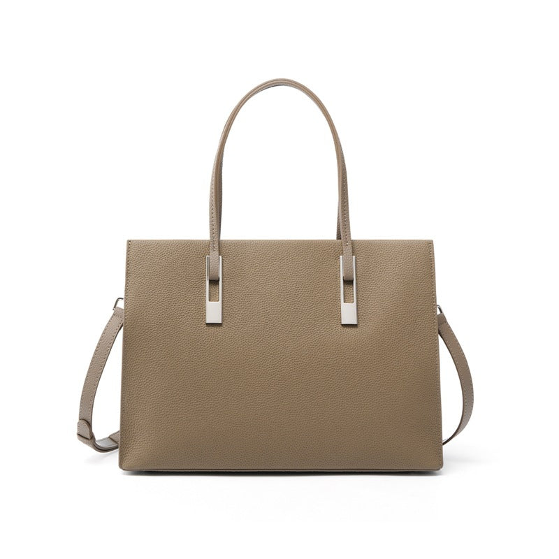 Premium Top Layer Cowhide Large Capacity Tote Bag, Fashionable Shoulder Handbag, Perfect Notebook Carryall for Women