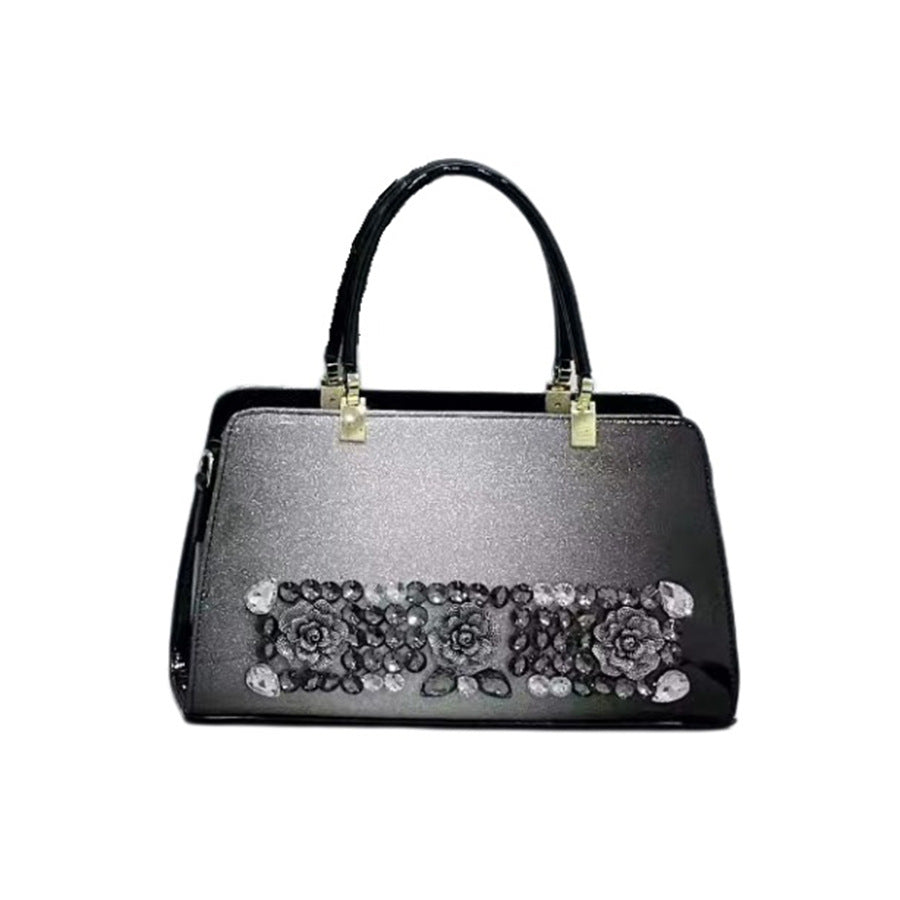 Flower Rhinestone Embellished Boston Bag for Women Shoulder Crossbody Handbag, Premium Versatile Purse with Elegant Floral Design