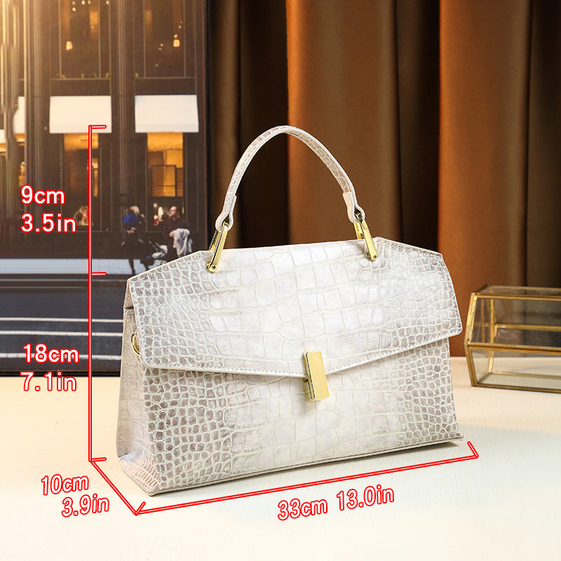 New Arrival Croc-Effect Light Luxury Handbag for Women, A Premium Top-Handle Shoulder Crossbody Bag with Fashionable Sophisticated Design, Versatile Everyday Purse