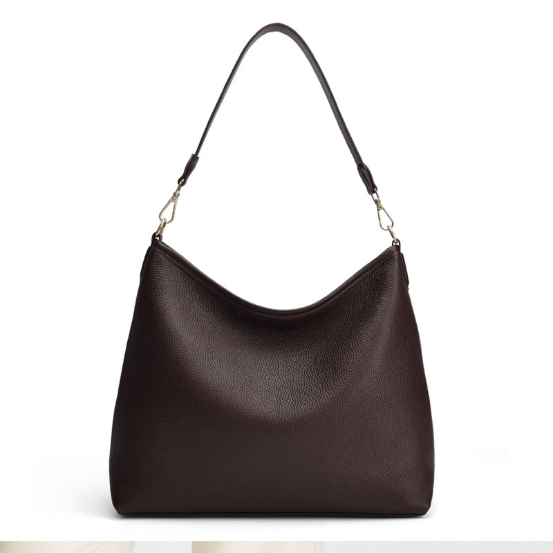 Soft Cowhide Hobo Tote Bag for Women Large Capacity Commuter Shoulder Handbag, Niche Minimalist Purse with Relaxed Slouchy Style
