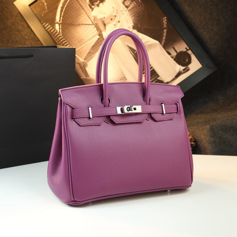New Arrival Pebbled Leather Birkin-Inspired Tote Bag for Women, Large Capacity Turn-Lock Shoulder Crossbody Handbag with Light Luxury Style, Perfect Commuter Purse for Work & Everyday