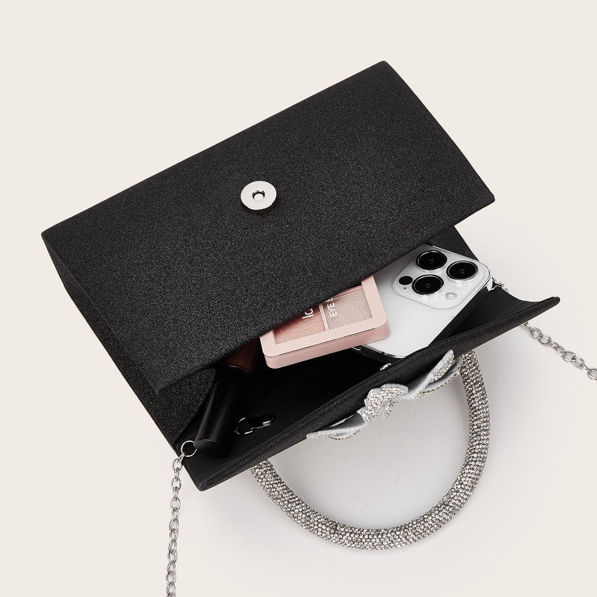 Rhinestone Chain Small Square Bag for Women, Vintage Fashionable Top Handle Crossbody Purse, Sparkly Evening Handbag for Weddings and Parties for Ladies