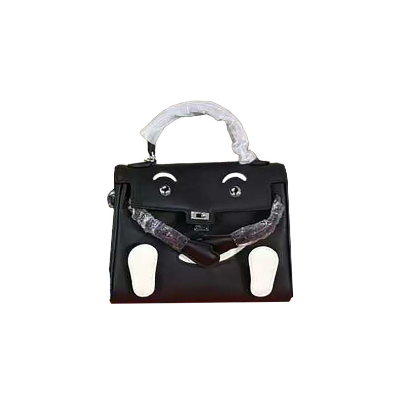 Genuine Leather Crocodile-Embossed Doll Kelly-Style Bag for Women, Hand-Stitched Waxed Thread Niche Fashion Top Handle Shoulder Crossbody Purse, Trendy Handbag for Ladies