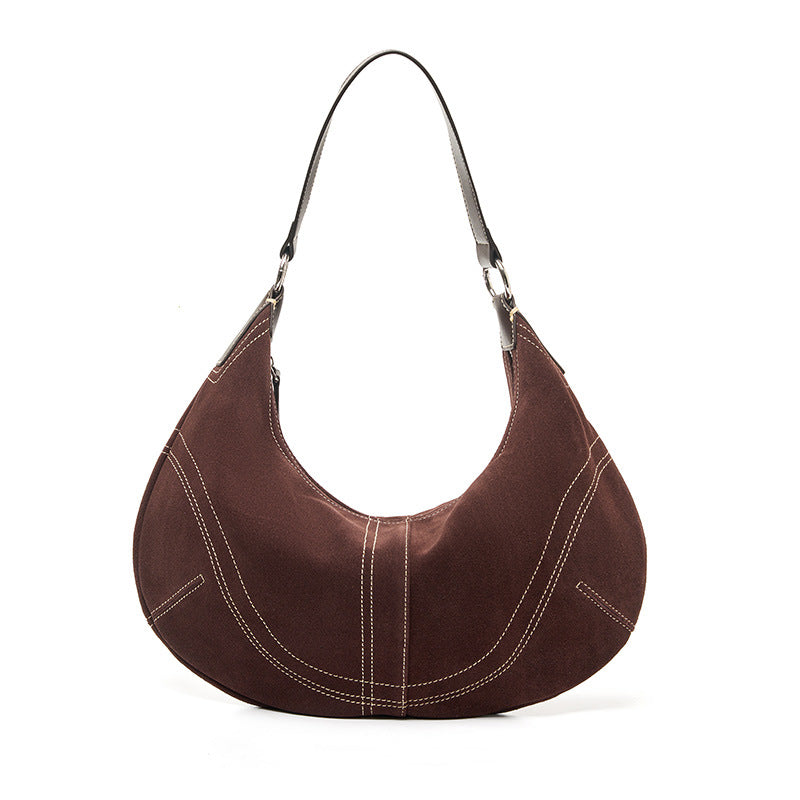Premium Suede Dumpling Bag, Light Luxury Niche Crossbody Shoulder Underarm Purse, Top Handle Handbag for Women