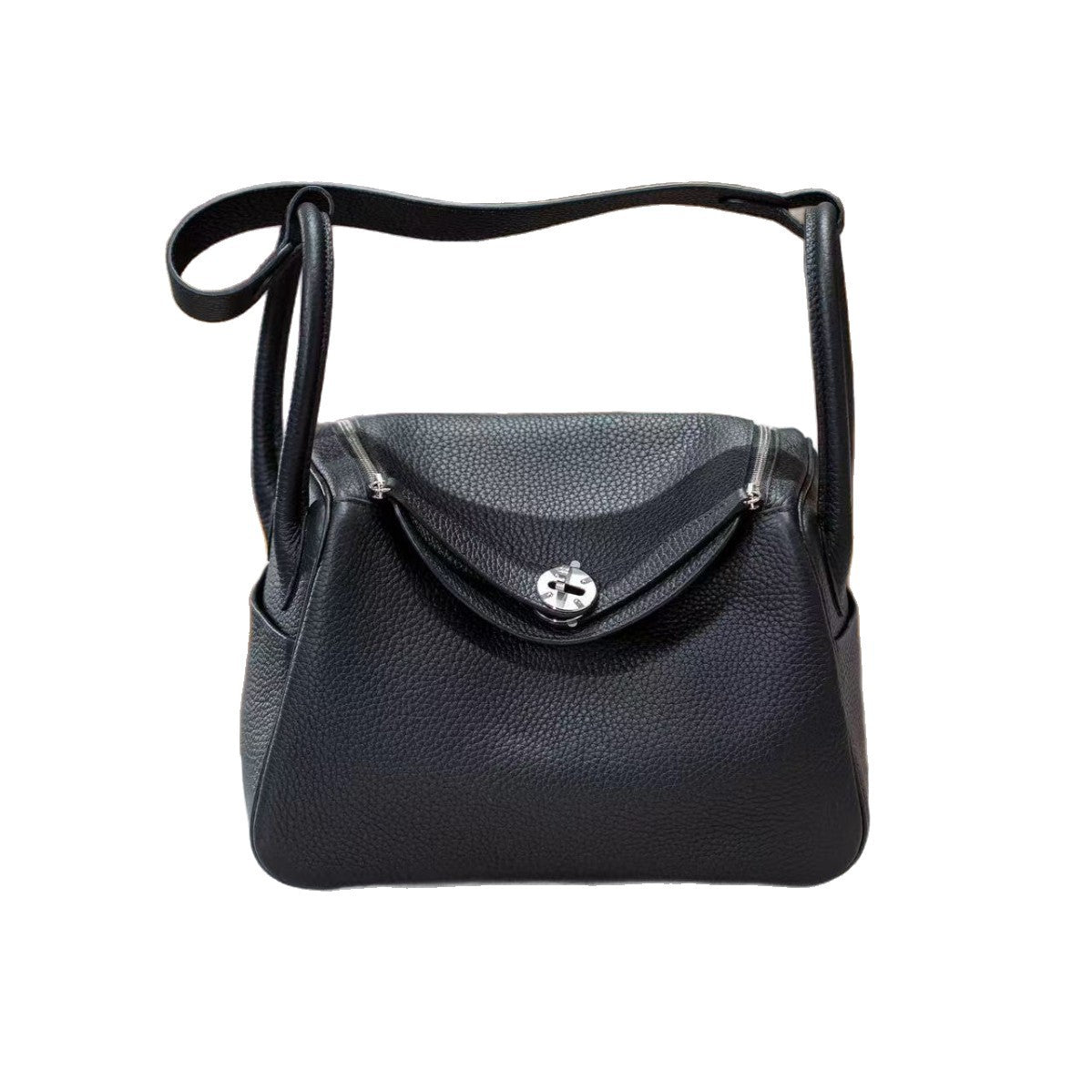 Genuine TC Calfskin Leather Lindy-Style Bag for Women, Peige Artisan Full Steel Hardware Shoulder Purse, Premium Leather Handbag in 19/26/30 Sizes for Ladies