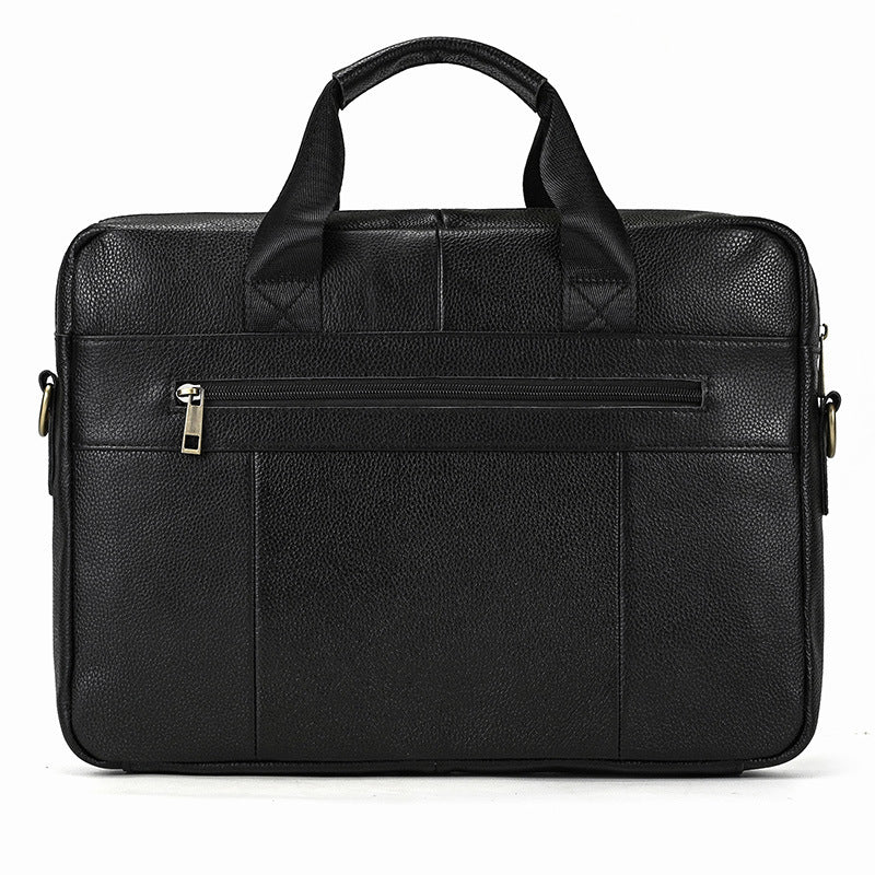Genuine Top Layer Cowhide Business Briefcase for Men, Fashionable Laptop Shoulder Crossbody Commute Bag, Premium Leather Work Bag for Gentlemen