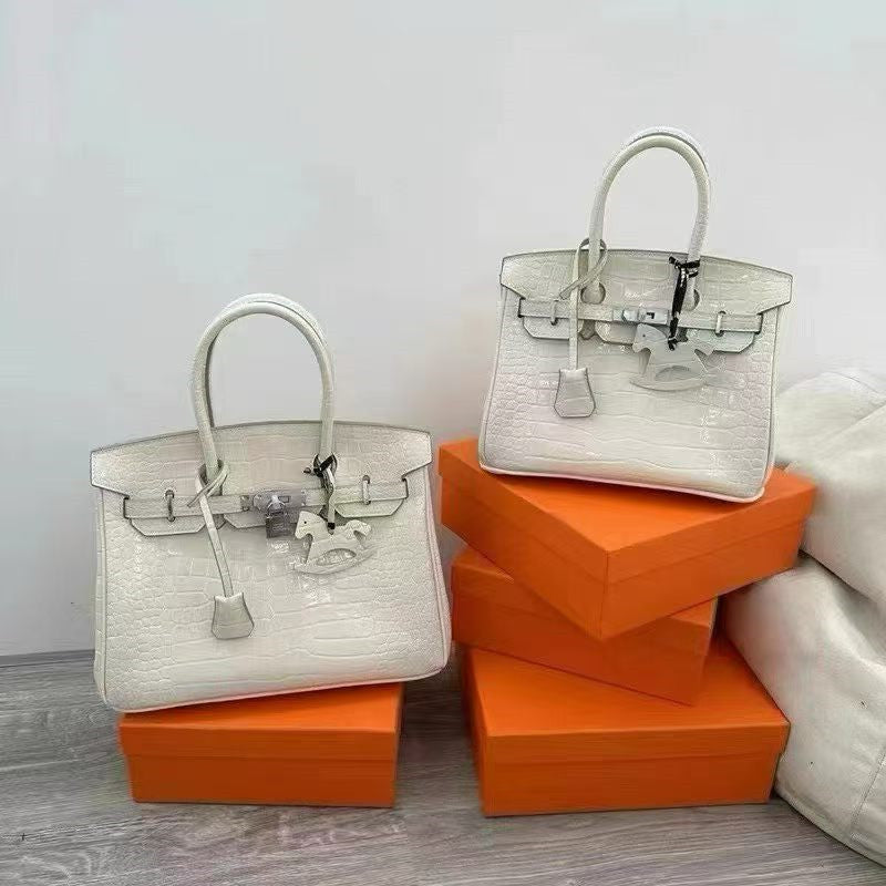 New Arrival Glossy Leather Birkin-Inspired Tote Bag for Women, Large Capacity Banquet Shoulder Crossbody Handbag with Trendy Versatile Design, Perfect for Everyday & Special Occasions