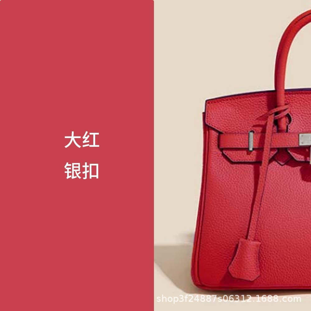 Premium Top-Layer Cowhide Leather with Pebbled Texture, Birkin-Inspired Tote Bag for Women, Spacious Large Capacity Top-Handle Shoulder Crossbody Handbag with Luxurious Feel