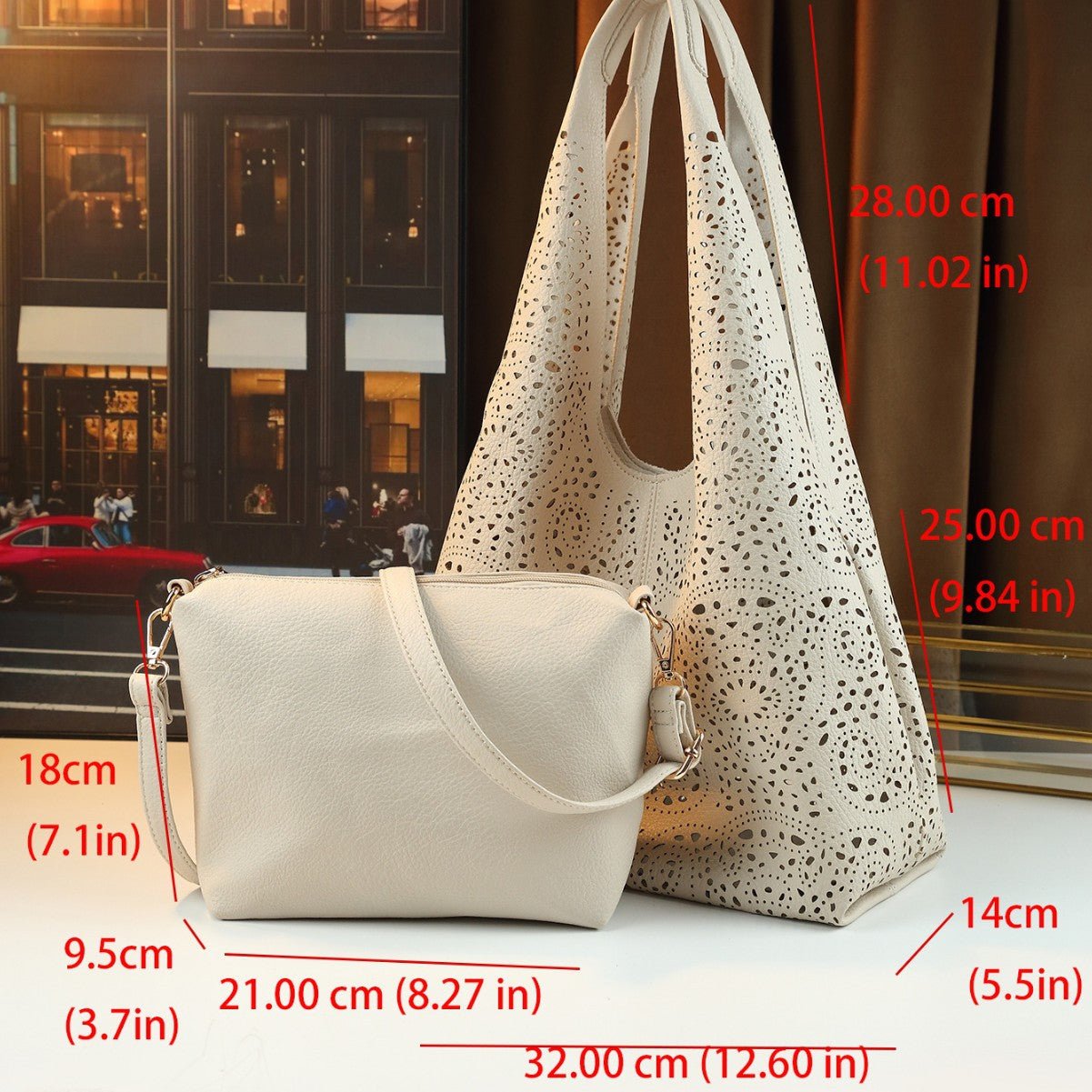 Hollow Paisley Print Tote Bag for Women with Detachable Sub-Bag, Large Capacity Beach Commuter Shoulder Crossbody Handbag with Versatile Design