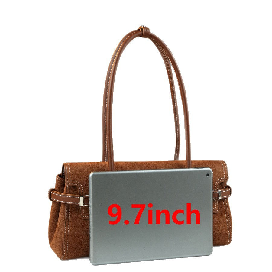 Vintage Belt Buckle Tote Bag for Women Large Capacity Square Shoulder Underarm Purse, Retro Hardware Design with Versatile Everyday Appeal