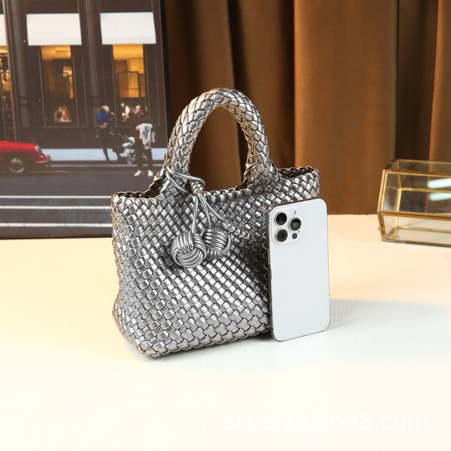 Woven Small Tote Bag for Women Casual Shoulder Crossbody Handbag, Versatile Fashion Purse with Natural Textured Design