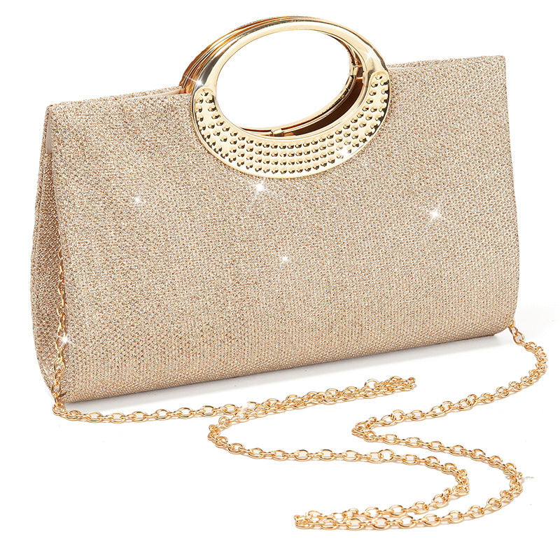 Sparkly Pleated Evening Clutch for Women, New Formal Wedding Banquet Gown Bag, Elegant Top Handle Crossbody Purse for Ladies