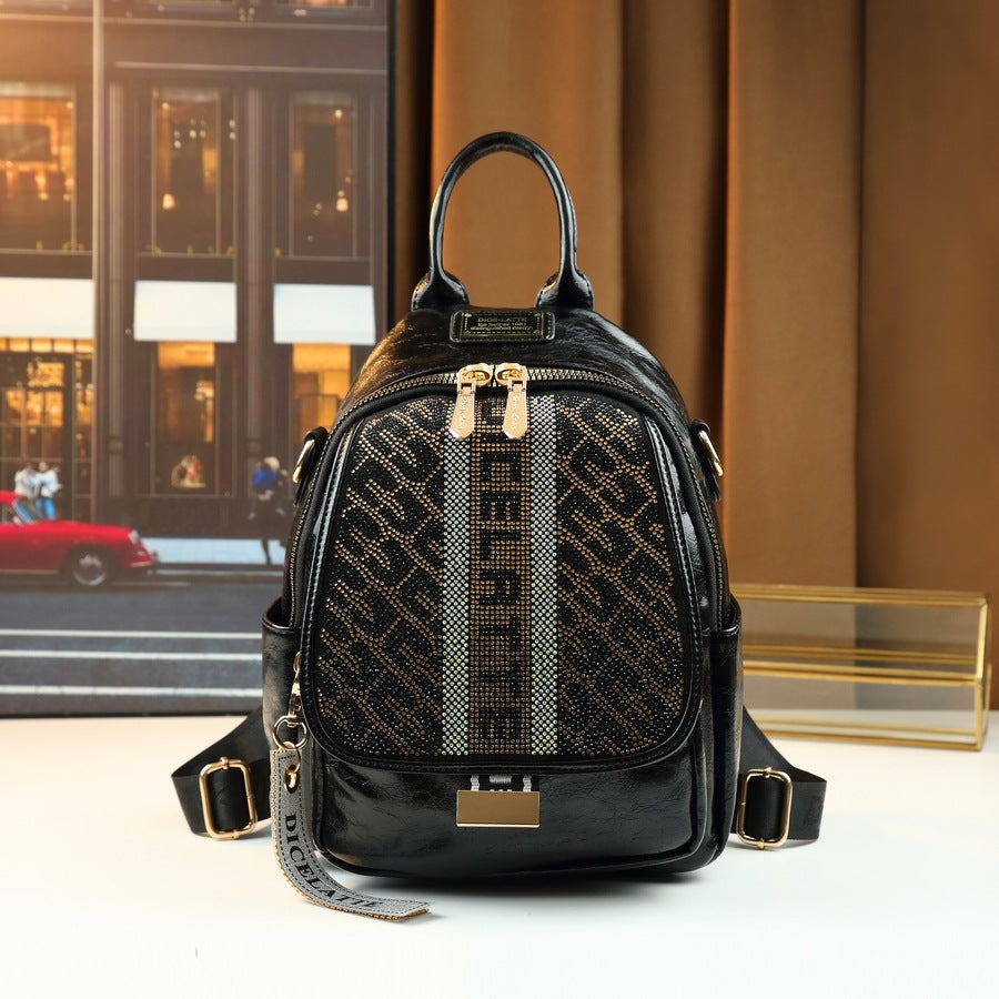 Rhinestone Embellished Backpack for Women Spring Casual Travel Daypack, Multi-Functional Commuter Purse with Sparkly Design