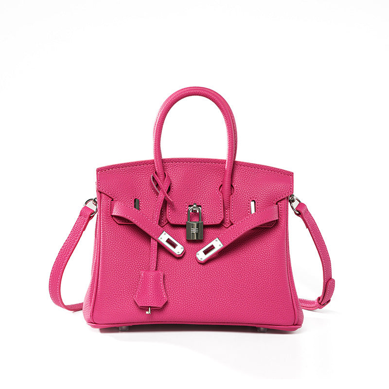 Premium Top-Layer Cowhide Leather Tote Bag for Women, Textured Grain Finish with Spacious Large Capacity, Unique Boutique Handbag with Turn-Lock Closure