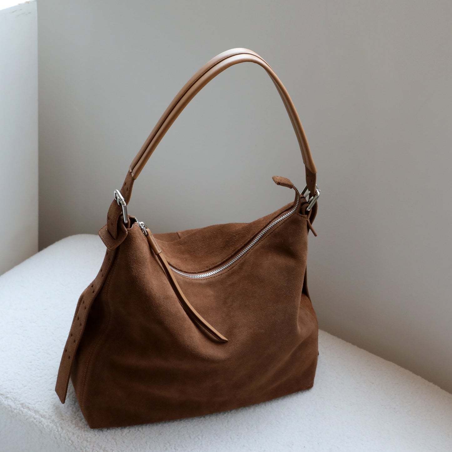 Frosted Cowhide Tote Bag for Women Large Capacity Shoulder Crossbody Handbag, Minimalist Fashion Purse with Soft Suede-Like Texture