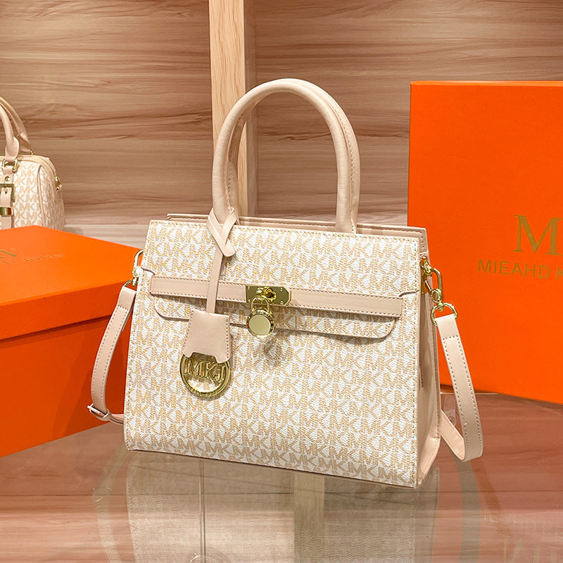 Premium Genuine Leather Birkin-Style Tote for Women | Hermès-Inspired Handbag with Trendy Letter Print from New Spring/Summer Collection | Euro-American Chic Top-Handle Shoulder Cross-Body Purse | Sophisticated Everyday Carryall with Statement Design
