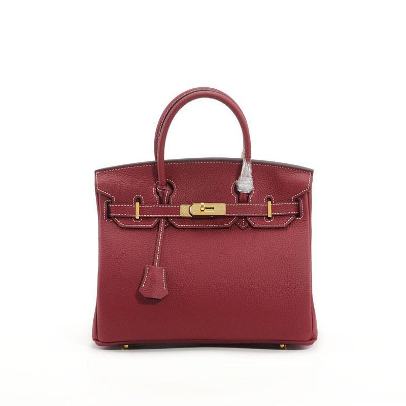 Genuine Top Layer Pebbled Cowhide Birkin-Style Bag for Women, Large Capacity Commute Top Handle Shoulder Crossbody Purse, Premium Leather Handbag for Ladies