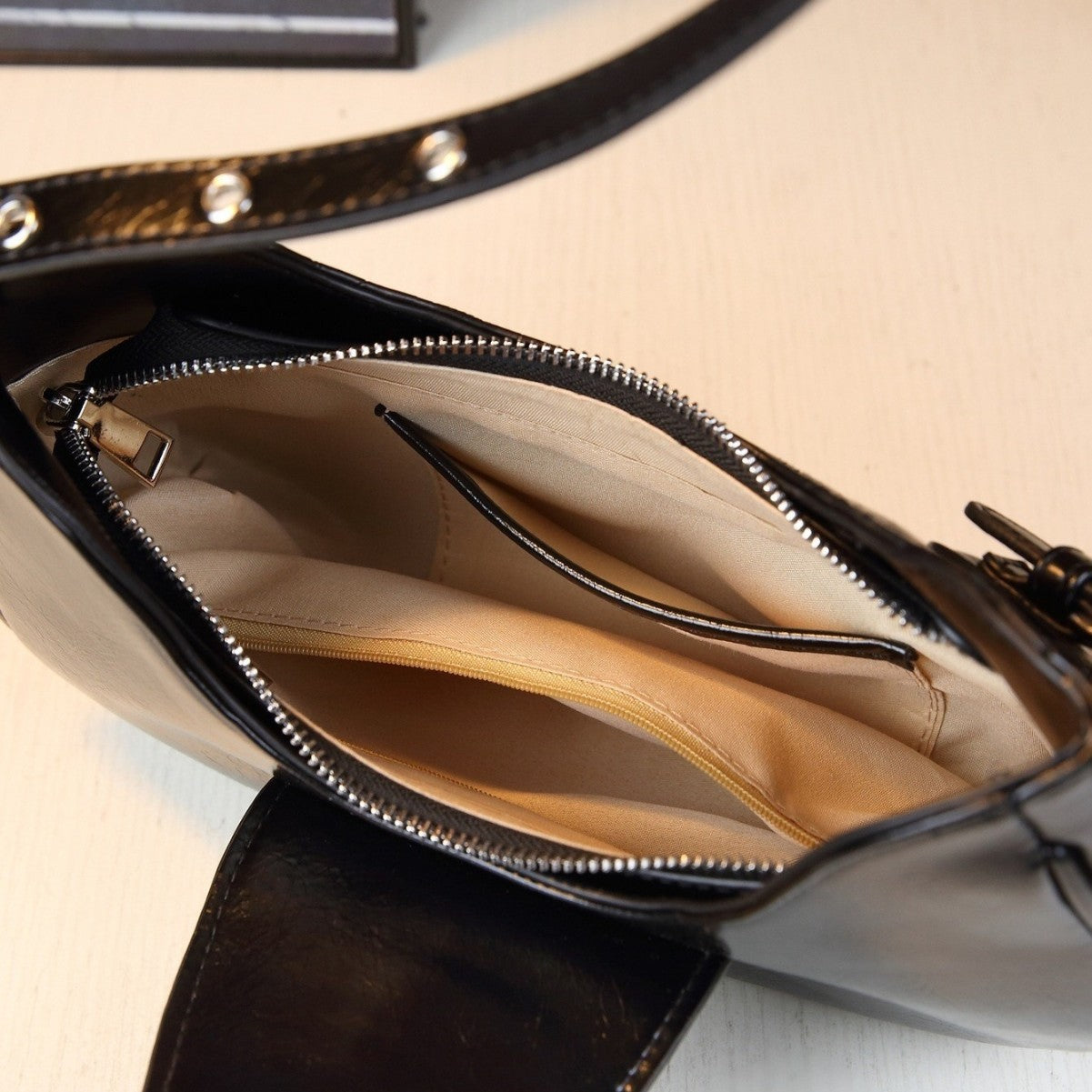 Chic Croc-Effect Biker Crescent Bag for Women, A Trendy Top-Handle Shoulder Crossbody Underarm Purse with Unique Edgy Design, Perfect for Everyday Style