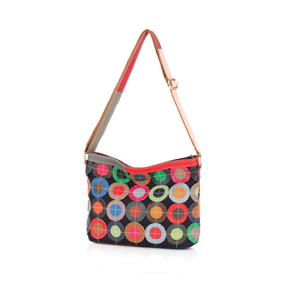 Premium Genuine Leather Patchwork Bag for Women | Handcrafted Color-Block Cross-Body Shoulder Handbag with Trendy Artistic Pattern | Unique Statement Purse with Vibrant Contrast Design | Must-Have Fashion Accessory for the Style-Conscious Woman