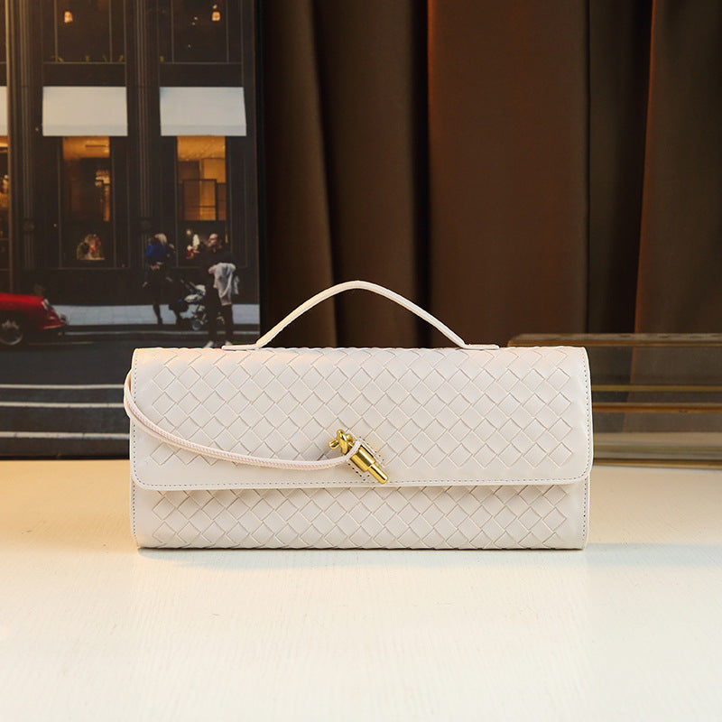 New Fall/Winter Hand-Woven Baguette Bag for Women, A Versatile Horizontal Clutch with Elegant Shoulder Crossbody Design, Perfect for Everyday Style