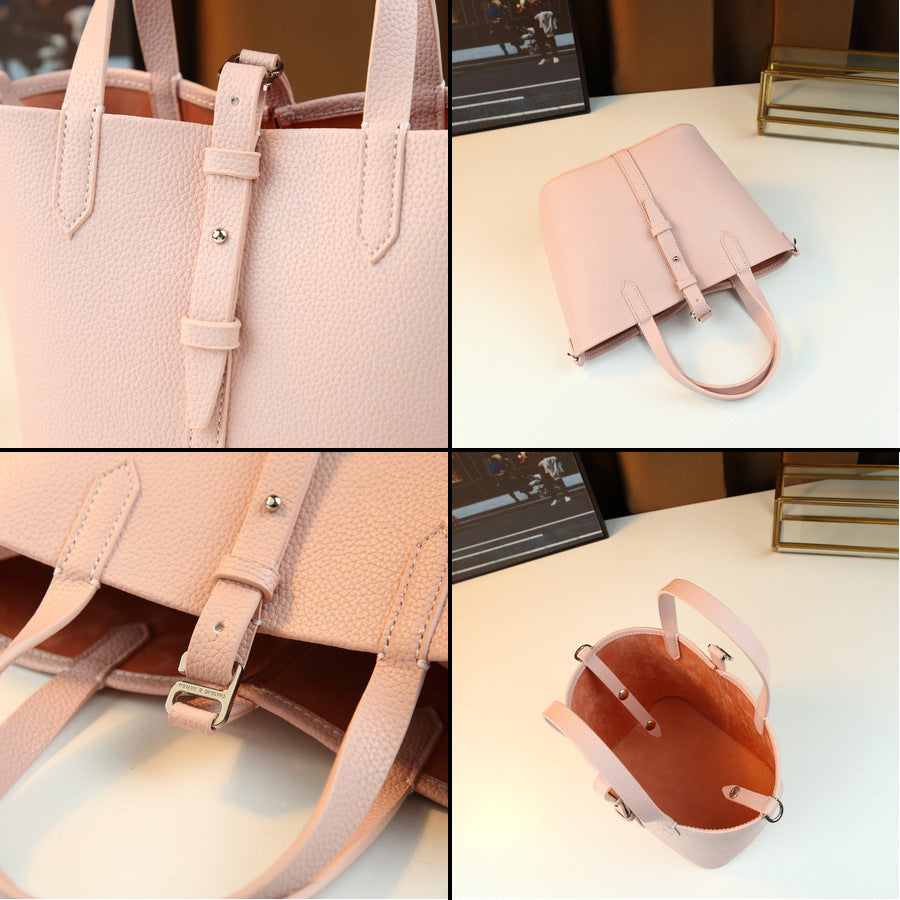Pebble Grain Bucket Bag for Women Minimalist Solid Color Commuter Shoulder Crossbody Handbag, Soft Versatile Purse with Clean Design