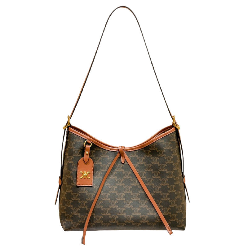 Genuine Leather Large Capacity Tote Bucket Bag for Women, New Commute Shoulder Crossbody Underarm Purse, Versatile Everyday Handbag for Ladies