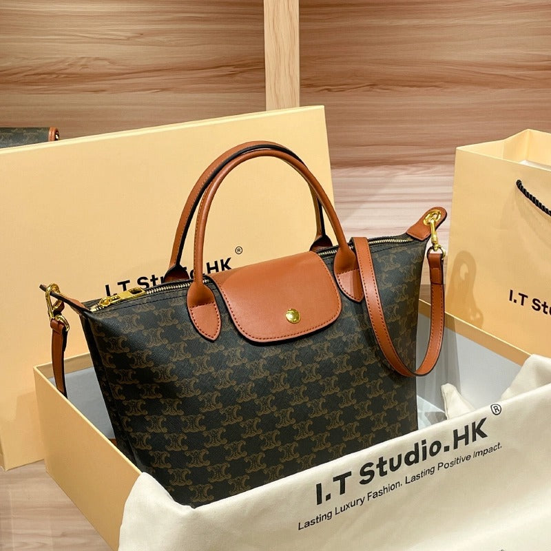 Genuine Leather Dumpling Tote Bag for Women, New Fall Winter Large Capacity Commute Crossbody Shoulder Handbag, Versatile Everyday Purse for Ladies