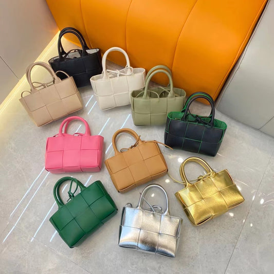 New Genuine Leather Woven Shoulder Bag for Women, Fashion Cowhide Crossbody Purse with Top Handle, Versatile Underarm Bag for Daily Use