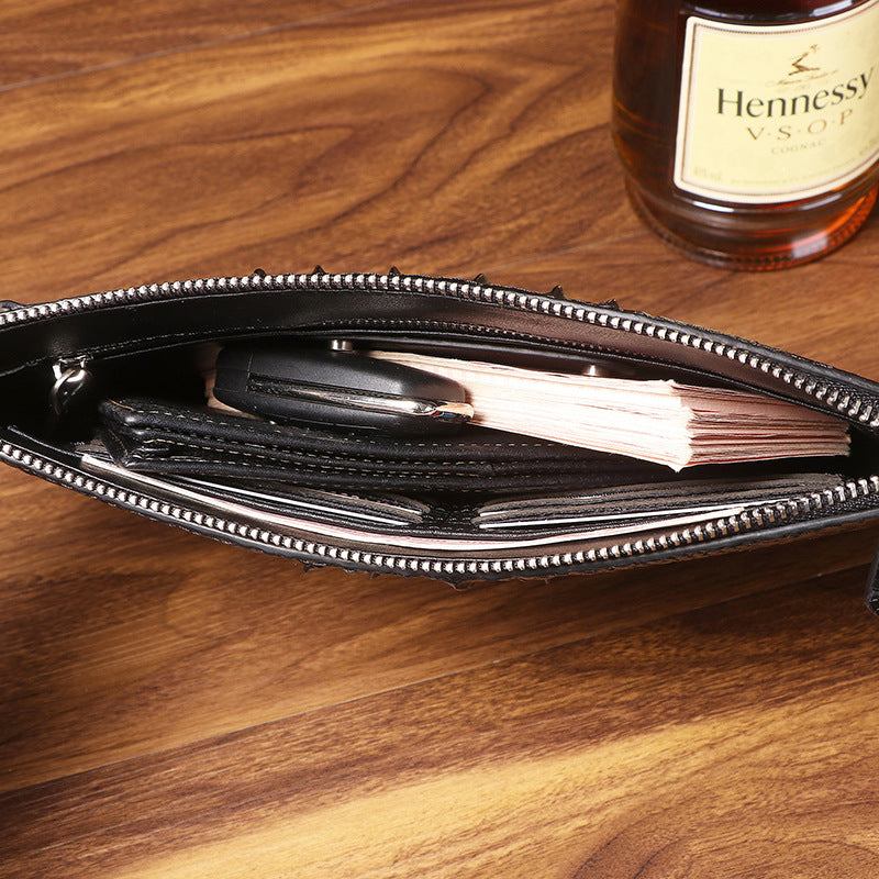 New Arrival Silicone Croc-Effect Large Clutch Bag for Men, A Slim Business Envelope Wallet with Fashionable Casual Design