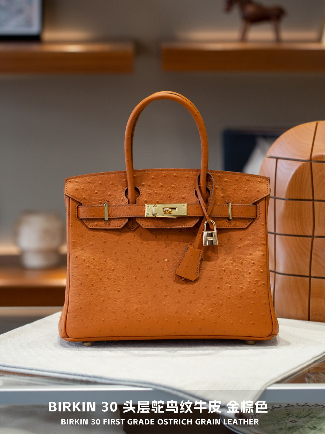 Top Layer Cowhide Ostrich-Embossed Birkin-Style Bag for Women, Large Capacity Business Casual Top Handle Handbag, Premium Leather Purse for Ladies