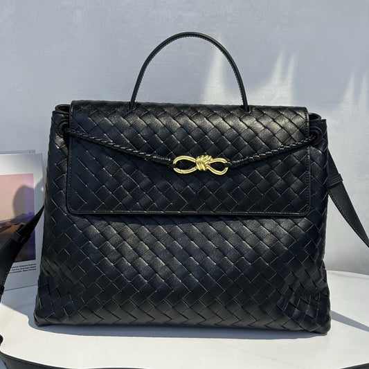 Genuine Leather Woven Large Capacity Handbag for Women, Premium Shoulder Crossbody Top Handle Purse, Fashionable Everyday Bag for Ladies